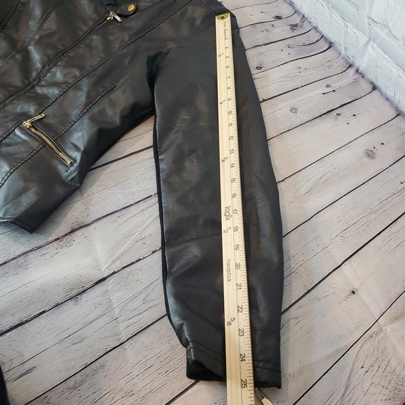 NEW Therapy by Lane Crawford Black Vegan Faux Leather Crop Moto Jacket XL 117070 - Picture 10 of 12